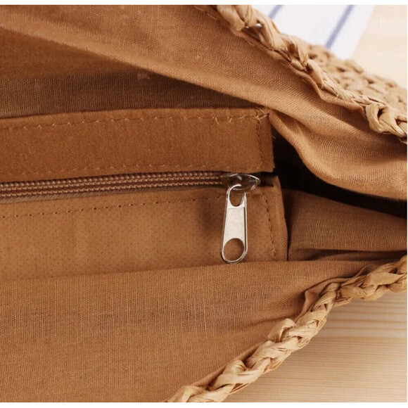 Geometric Pattern Beach Bag In Khaki - Picture 5 of 8